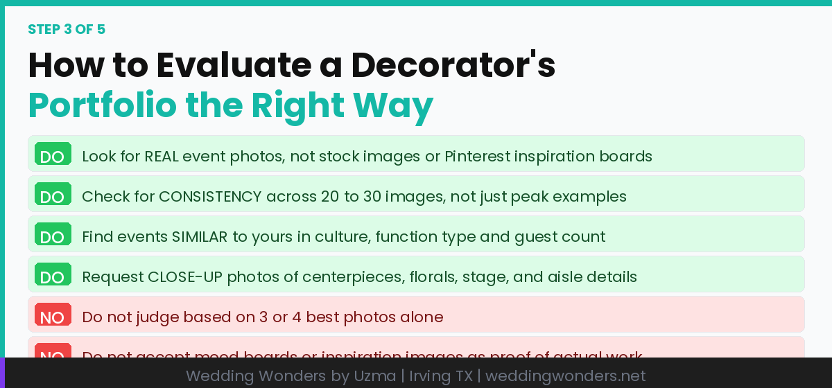 How to Evaluate a Wedding Decorator's Portfolio