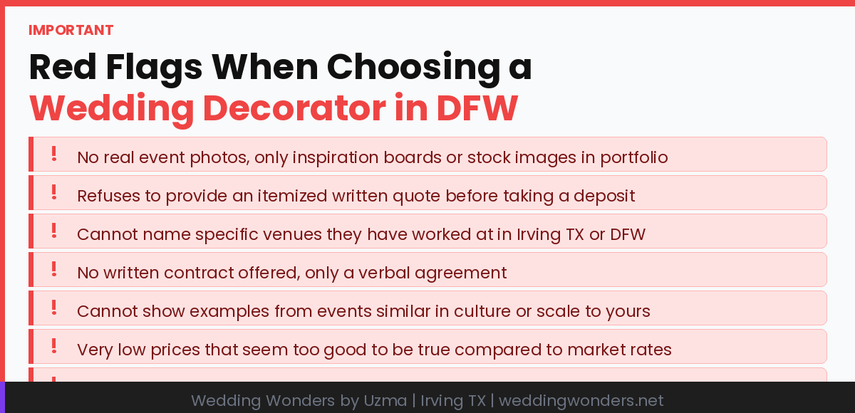Red Flags to Watch For When Choosing a Wedding Decorator 