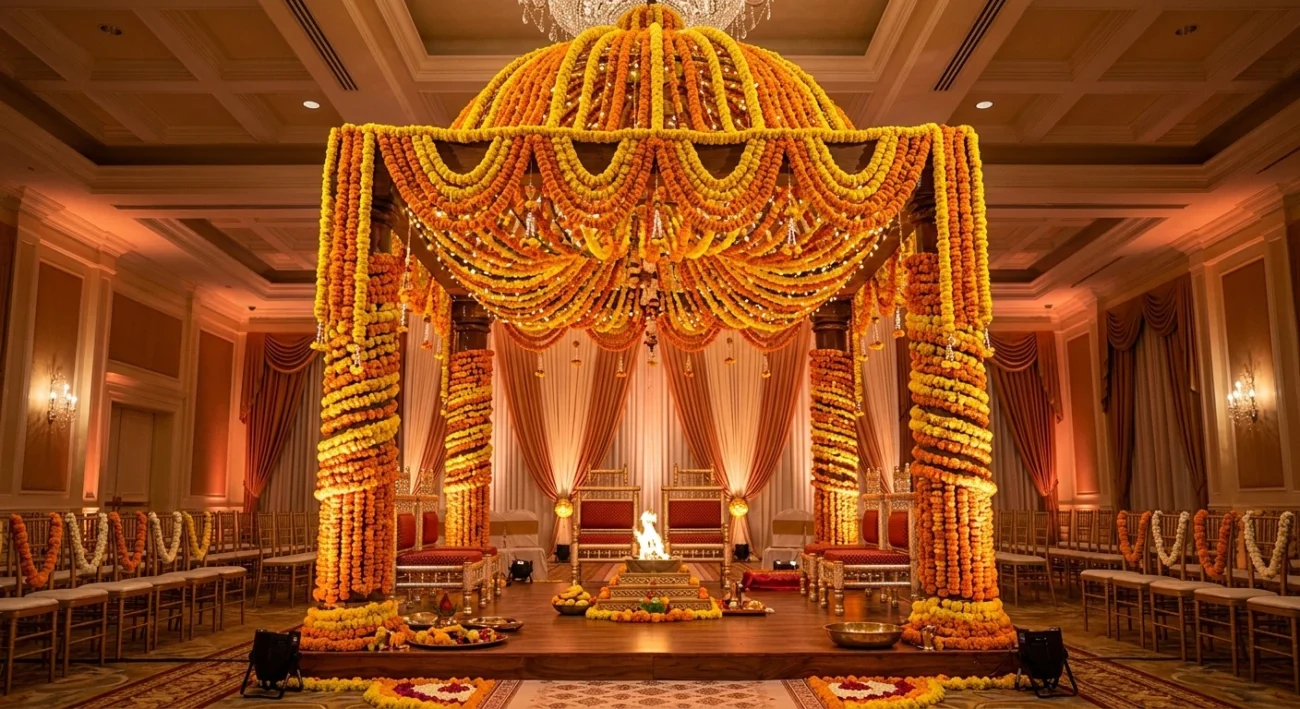 Full Marigold Garland Mandap Decor