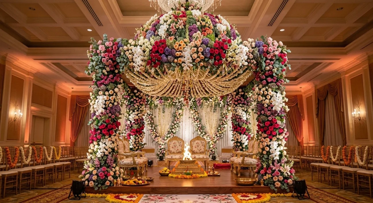 Mixed Seasonal Floral Mandap Decor